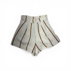 Sancia High-Waisted Striped Shorts Linen Blend Tailored Coastal Shorts Sz Small